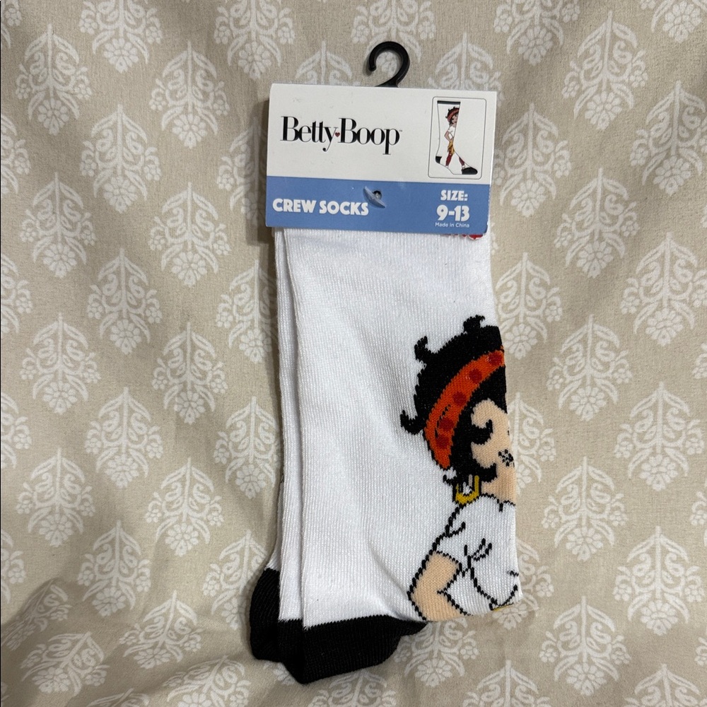 Betty Boop White and Black Crew Socks